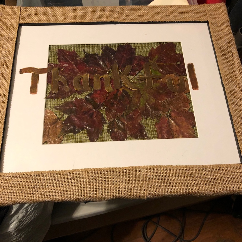 Hand painted fall photo with leaves